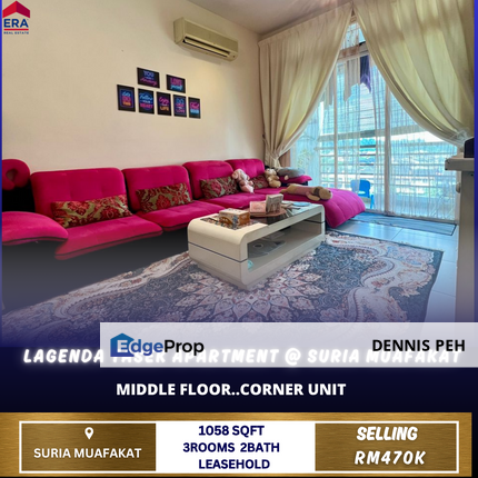 Lagenda Tasek @Jb Town Middle Floor Corner House For Sale, Johor, Johor Bahru