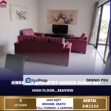 Kings Bay @Country Garden 3rooms Full Furnish For Rent (Seaview), Johor, Johor Bahru