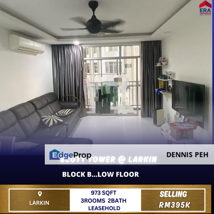 Scott Tower @Larkin 3rooms Low Floor For Sale, Johor, Johor Bahru