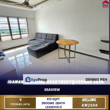 Idaman Senibong Apartment @Permas Jaya 3rooms Kitchen Renovated For Sale (Seaview), Johor, Permas Jaya/Senibong