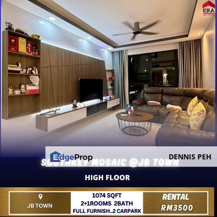 Southkey Mosaic @Jb Town 2+1rooms Full Furnish For Rent(High Floor), Johor, Johor Bahru