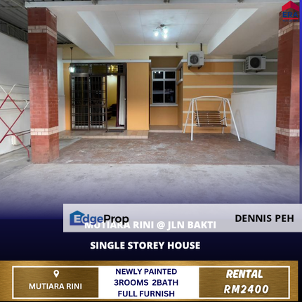 Mutiara Rini @Jln Bakti 1-stry House For Reent(Full Furnish), Johor, Skudai