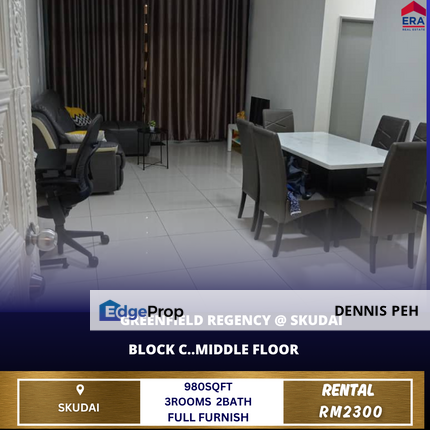 Greenfield Regency @Tampoi 3rooms Full Furnish For Rent, Johor, Tampoi