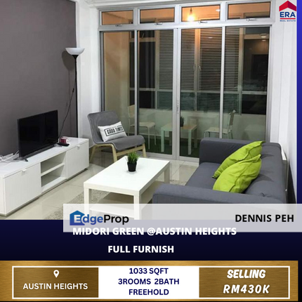 Midori Green @Austin Heights 3rooms Full Furnish For Sale, Johor, Johor Bahru