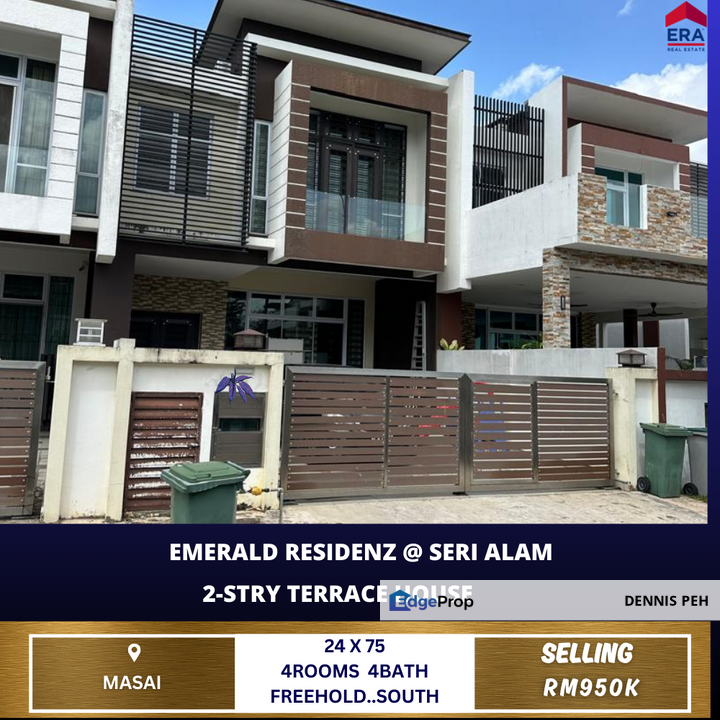 Emerald Residenz @Seri Alam 2-stry Terrace House For Sale (Facing South), Johor, Masai