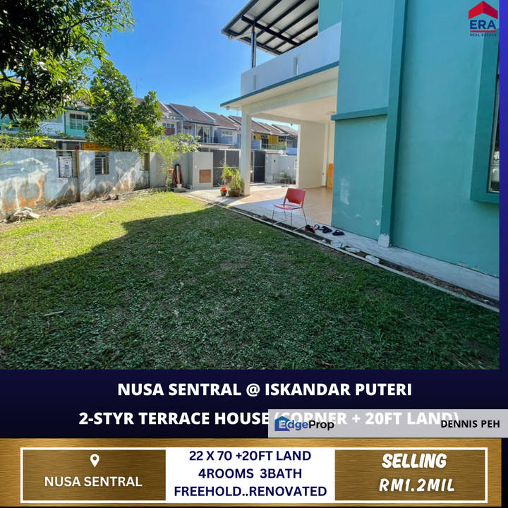 Nusa Sentral 2-stry Corner +20ft Land Reno House For Sale, Johor, 