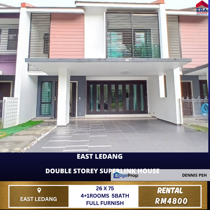 East Ledang 2-stry Superlink House Full Furnish Facing Garden House For Rent, Johor, Nusajaya