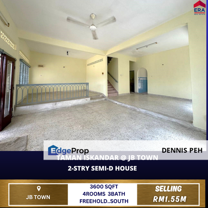 Taman Iskandar @Jb Town 2-stry Semi-D House For Sale (Facing South), Johor, Johor Bahru