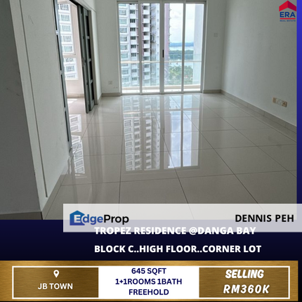 Tropez Residence @Danga Bay 1+1rooms Corner House For Sale , Johor, Johor Bahru