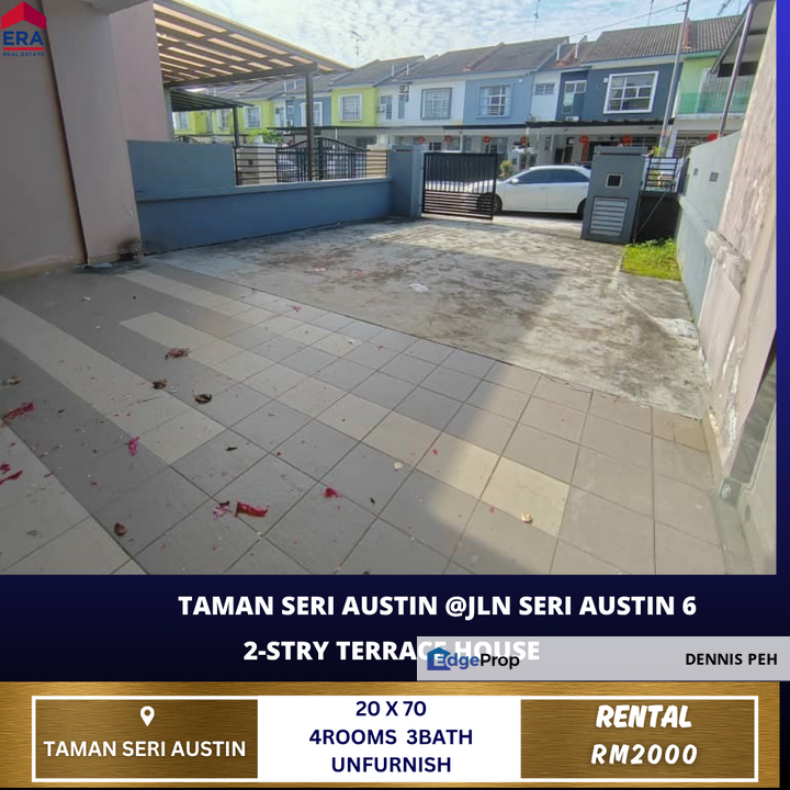 Taman Seri Austin @Seri Austin 6 2-stry Terrace House For Rent, Johor, Johor Bahru