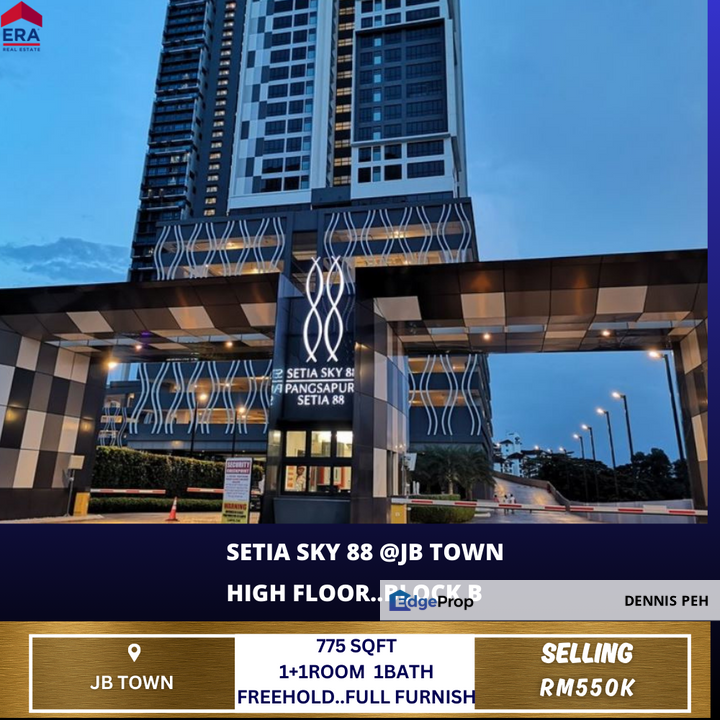 Setia Sky 88 @Jb Town 1+1room Blk B High Floor Full Furnish For Sale, Johor, Johor Bahru