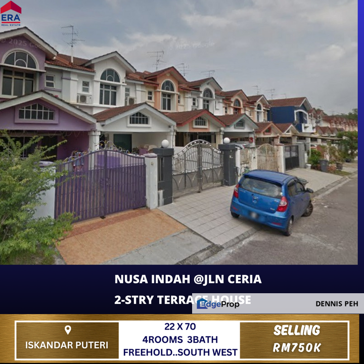 Taman Nusa Indah 2-stry Terrace House For Sale (Facing South West), Johor, Nusajaya