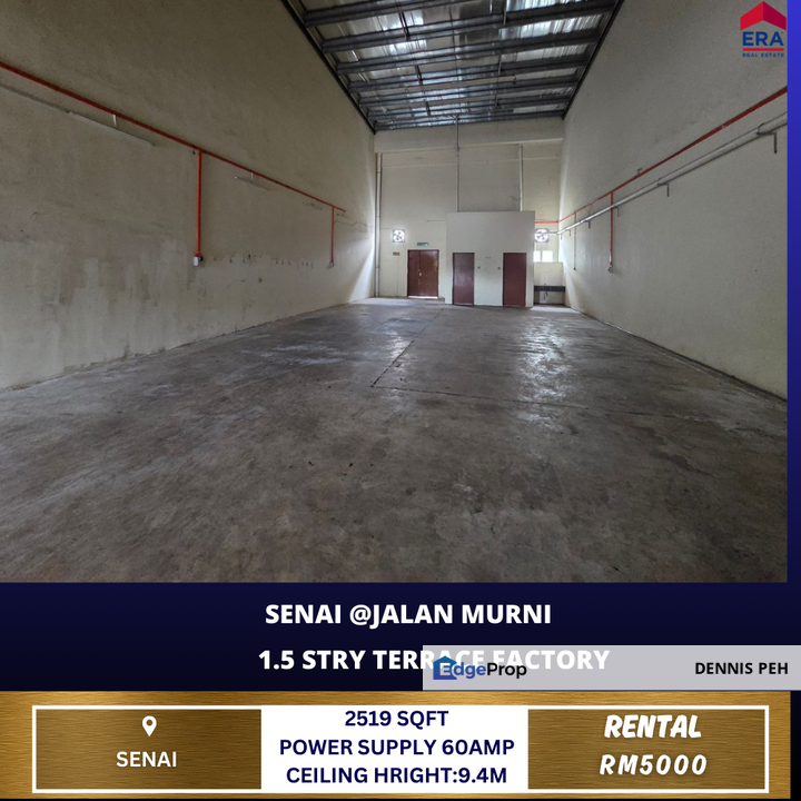 Senai@Jln Murni 1.5stry Terrace Factory For Rent, Johor, Senai