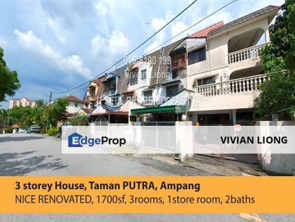 NICE RENOVATED, 3 storey (1700sf) Taman PUTRA, Ampang, Selangor, Ampang