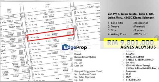 Residential Land Jalan Meru, Klang for sale , Selangor, Klang