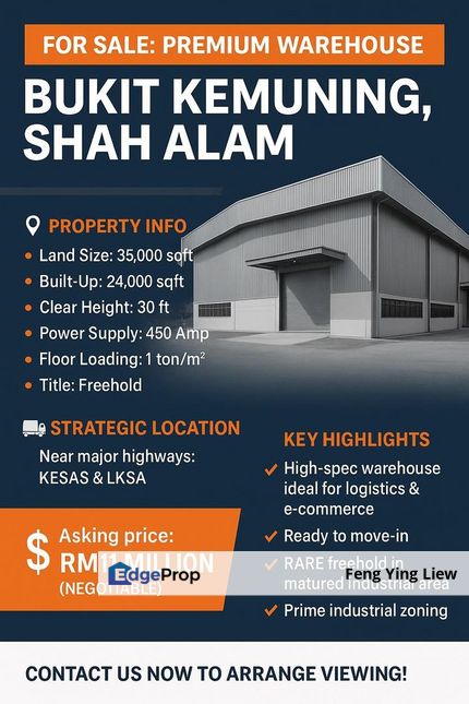 Bukit Kemuning Warehouse for sale, Selangor, Shah Alam