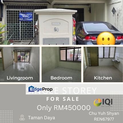 Taman Daya SINGLE STRY TERRACE HOUSE Jb〖24x94.58〗, Johor, Johor Bahru