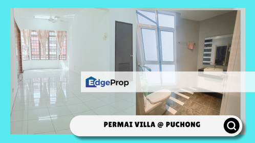 Near Lrt, New renovated 3b2b for SALE at Permai Villa @ Puchong, Selangor, Puchong