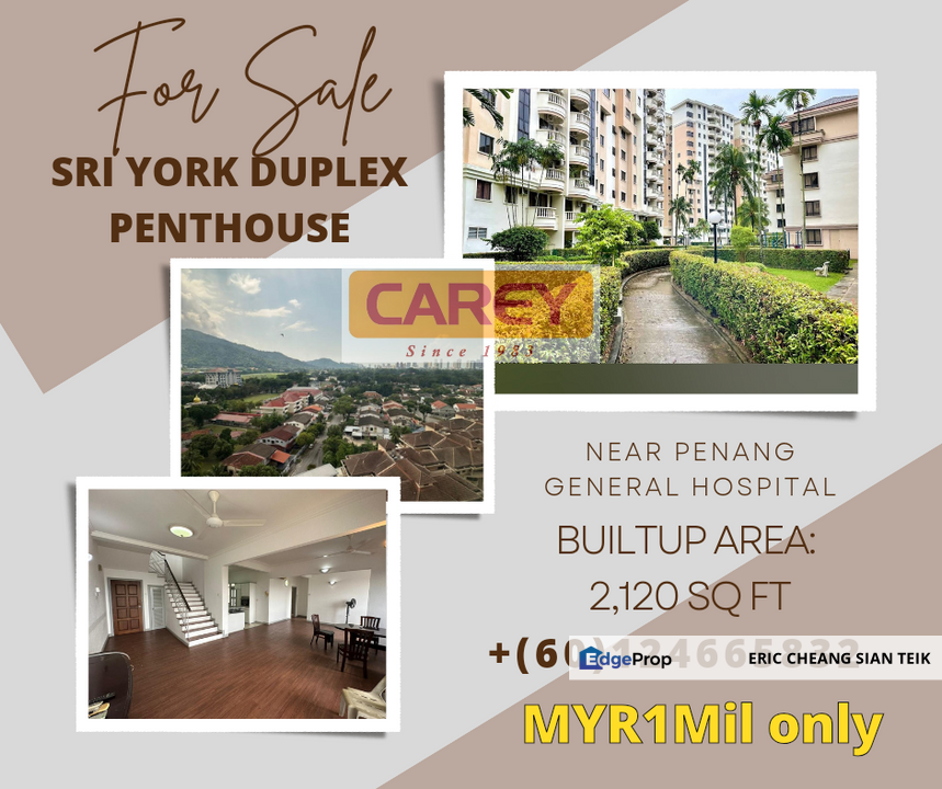Sri York Penthouse near Penang General Hospital for Sale RM1,000,000