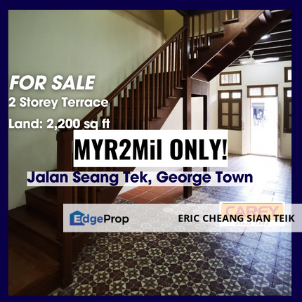 2 storey terrace at Jalan Seang Tek, George Town, Penang, Georgetown