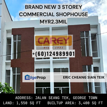 New 3 storey commercial at Jalan Seang Tek, Penang, Georgetown