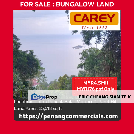 Seaview Bungalow Land for Sale, Pearl Hill, Penang, Penang, Tanjung Bungah