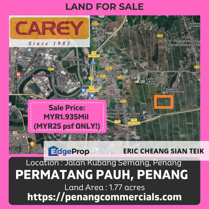 Land for Sale in Permatang Pauh, 1.77 acres, Penang, Permatang Pauh