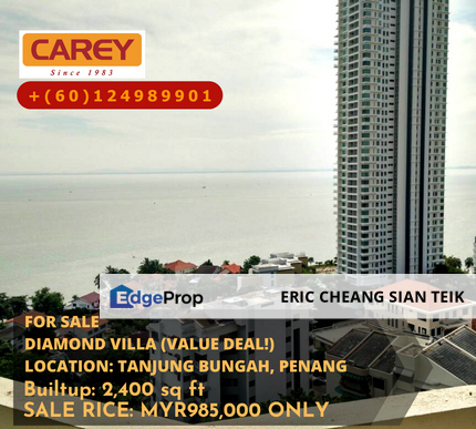 Diamond Villa seaview unit, good deal, Penang, Tanjung Tokong