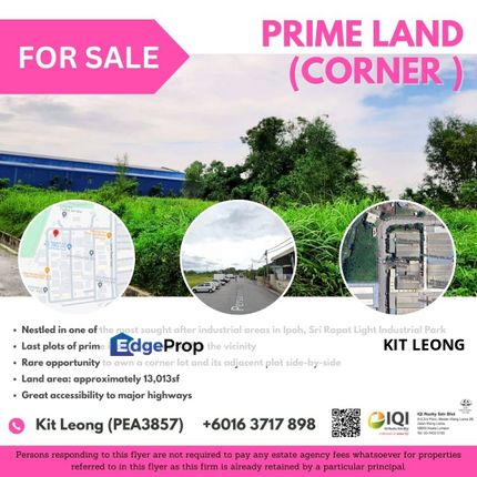 Industrial Land for Sale - Suitable for Custom Build Factory, Perak, Ipoh