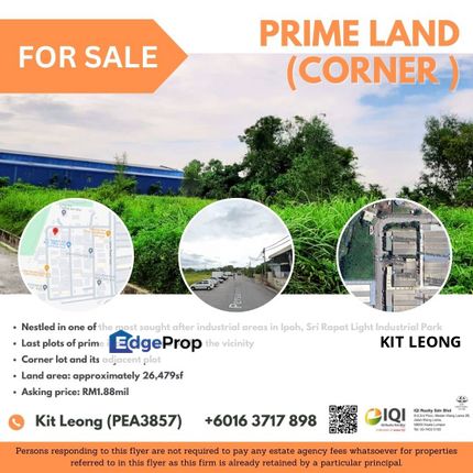 Industrial Land for Sale - Suitable for Custom Build Factory, Perak, Ipoh