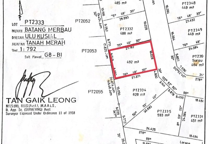 Lot Bungalo di Bt 9 Btg Merbau Tanah Merah Kltn