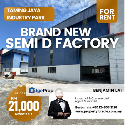 Taming Jaya Industry Park New Semi-D Factory for Rent, Selangor, Balakong