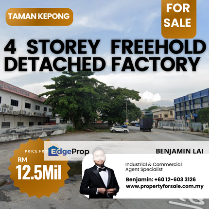 Taman Kepong 4 Storey Freehold Detached Factory For Sale , Kuala Lumpur, Kepong