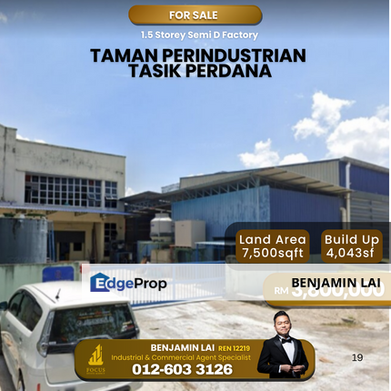 Taman Perindustrian Tasik Perdana Semi-D Factory For Sale , Selangor, Puchong