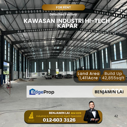 Kawasan Industri Hi-Tech Industrial Factory , Kapar For Rent, Selangor, Klang