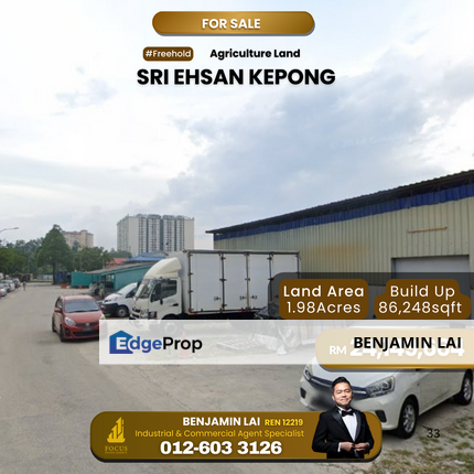 Sri Ehsan, Kepong Freehold Agricultural Land For Sale, Kuala Lumpur, Kepong