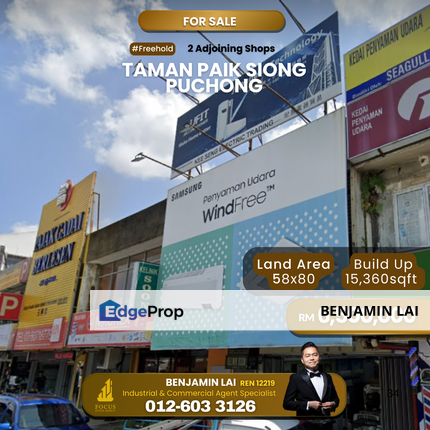 Taman Paik Siong 2 Adjoining Shops 3 Sty Shop Lot For Sale, Selangor, Puchong
