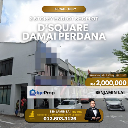 D Square Bandar Damai Perdana Cheras 2sty Endlot Shop for Sale, High Demand Road, Selangor, Cheras
