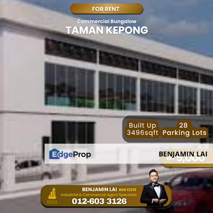 Taman Kepong Commercial Bungalow For Rent , Kuala Lumpur, Kepong