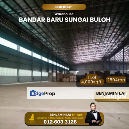 Bandar Baru Sungai Buloh Warehouse For Rent, Selangor, Sungai Buloh
