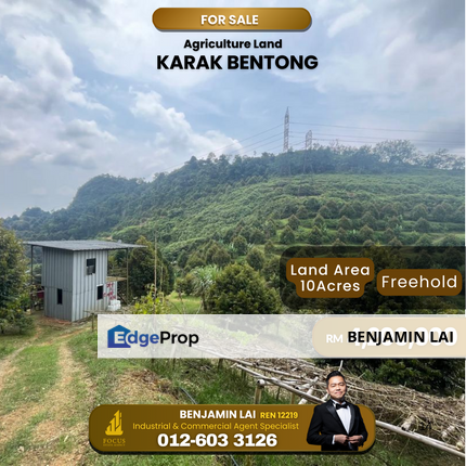 Karak, Bentong 10 Acres Freehold Agriculture Land For Sale , Pahang, Karak