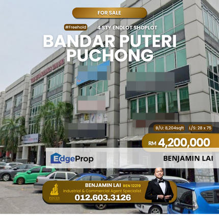 Freehold 4sty Shoplot for Sale Bandar Puteri Puchong Jalan Puteri, Selangor, Puchong