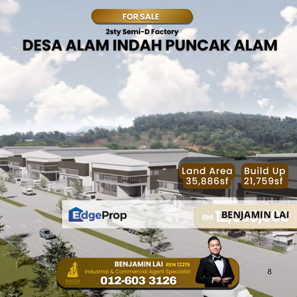 Desa Alam Indah, Puncak Alam 2sty Semi-D Factory for Sale, Selangor, Shah Alam