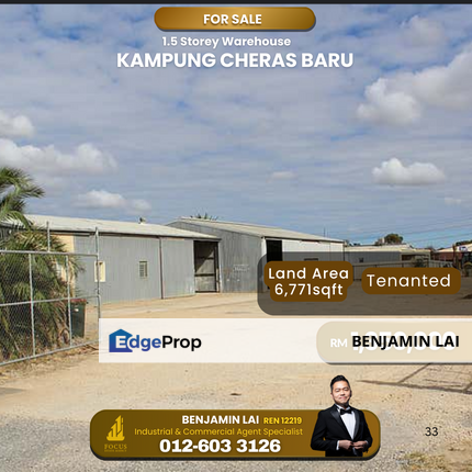 Kampung Cheras Baru 1.5 Storey Warehouse Land For Sale, Kuala Lumpur, Cheras