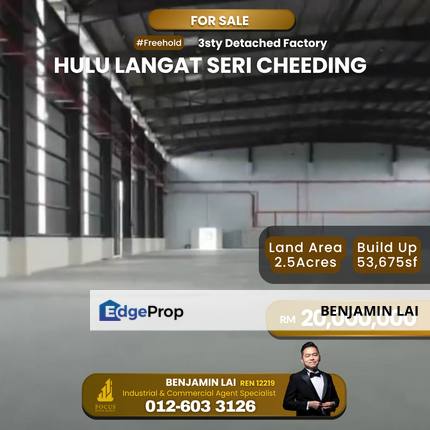 Hulu Langat , Seri Cheeding 3sty Detached Factory For Sale  , Selangor, Banting