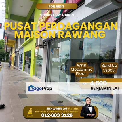 Pusat Perdagangan Maisons 1, Rawang Shop Lot For Rent , Selangor, Rawang