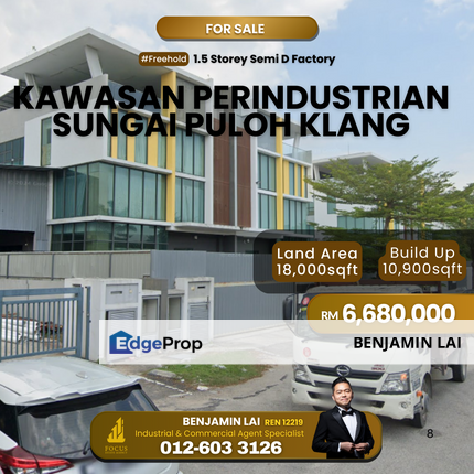 Kawasan Perindustrian Sungai Puloh, Klang Semi D Factory for Sale, Selangor, Klang