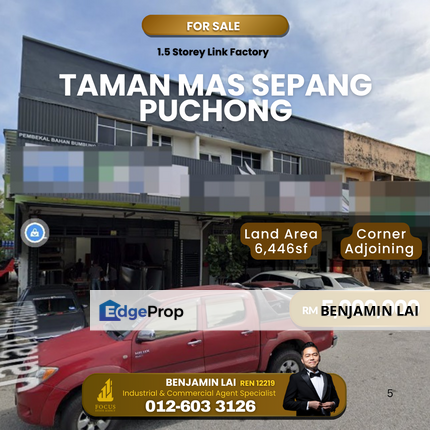 Taman Mas Sepang, Puchong 1.5sty Adjoining Link Factory For Sale, Selangor, Puchong