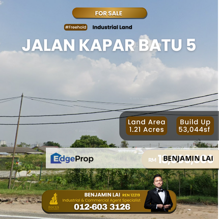 Jalan Kapar, Batu 5 Freehold Industrial Land for Sale, Selangor, Klang