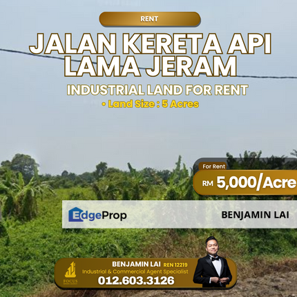 Jalan Kereta Api Lama Jeram Industrial Land For Rent , Selangor, Kuala Selangor